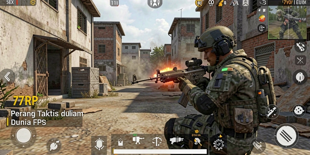 Screenshot gameplay menegangkan di 77RP dengan aksi FPS seru.
