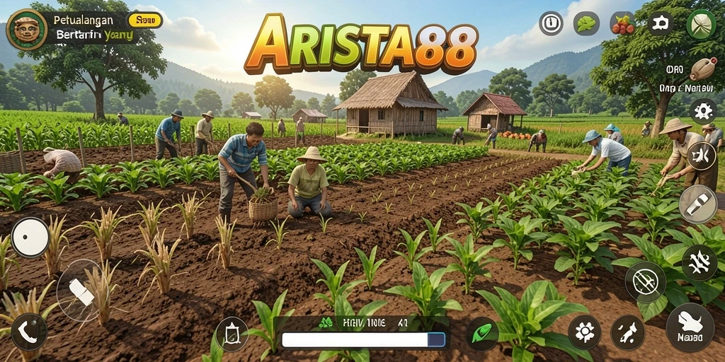 Tampilan menarik dari gameplay bertani di ARISTA88.