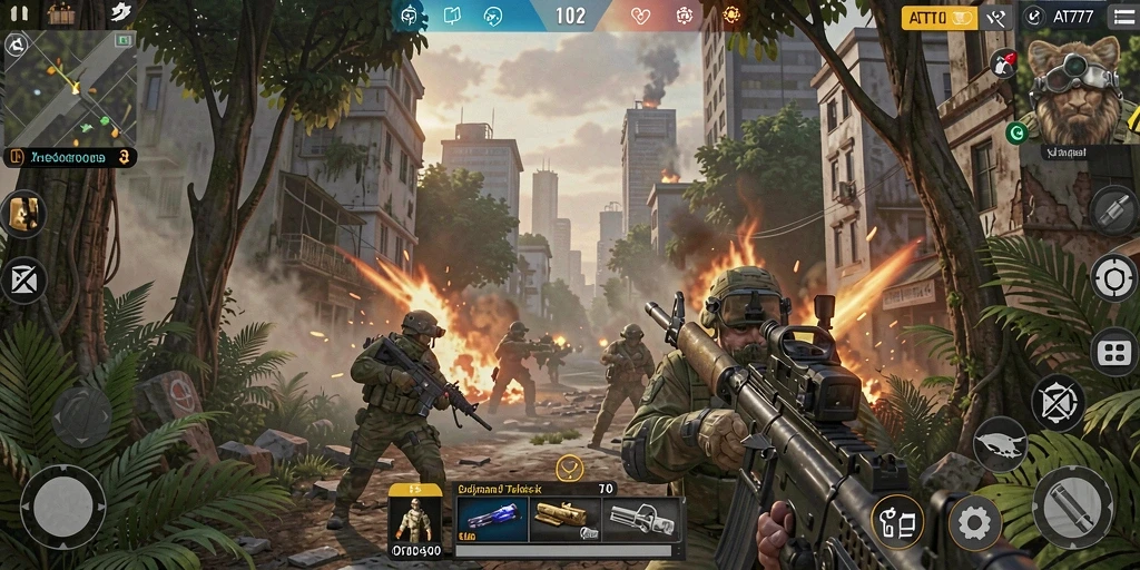Gameplay seru AT777 menunjukkan pertempuran intens dalam TPS.