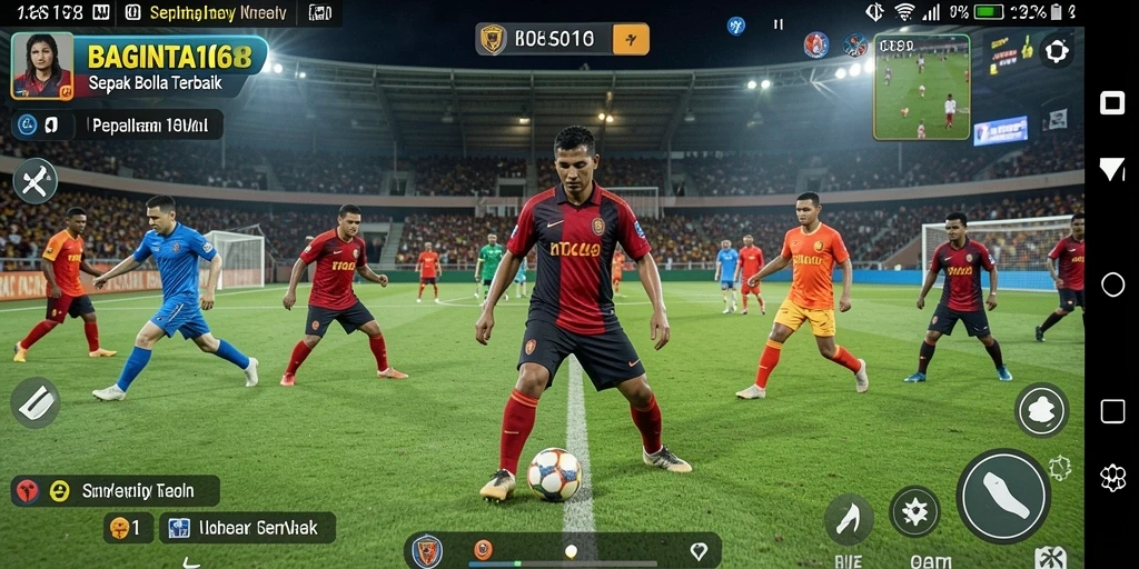 Tampilan gameplay yang menarik di BAGINTA168 dengan aksi sepak bola seru.