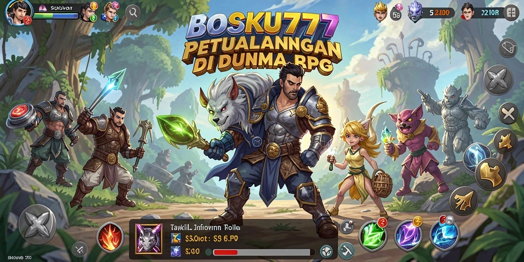 Tampilan dinamis gameplay RPG BOSKU777 yang menarik.