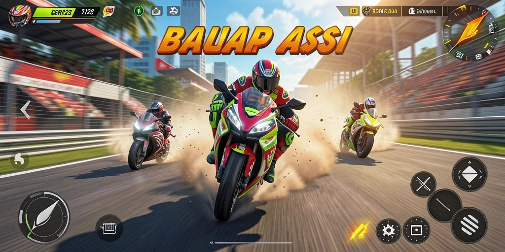 Gameplay CERI123 menampilkan balapan motor yang mendebarkan dan grafis yang memukau.