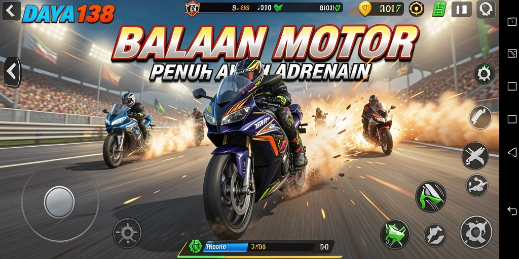 Screenshot gameplay DAYA138 menampilkan momen balapan motor yang intens.