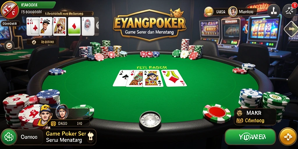 Screenshot gameplay EYANGPOKER menunjukkan pengalaman poker yang mendebarkan.