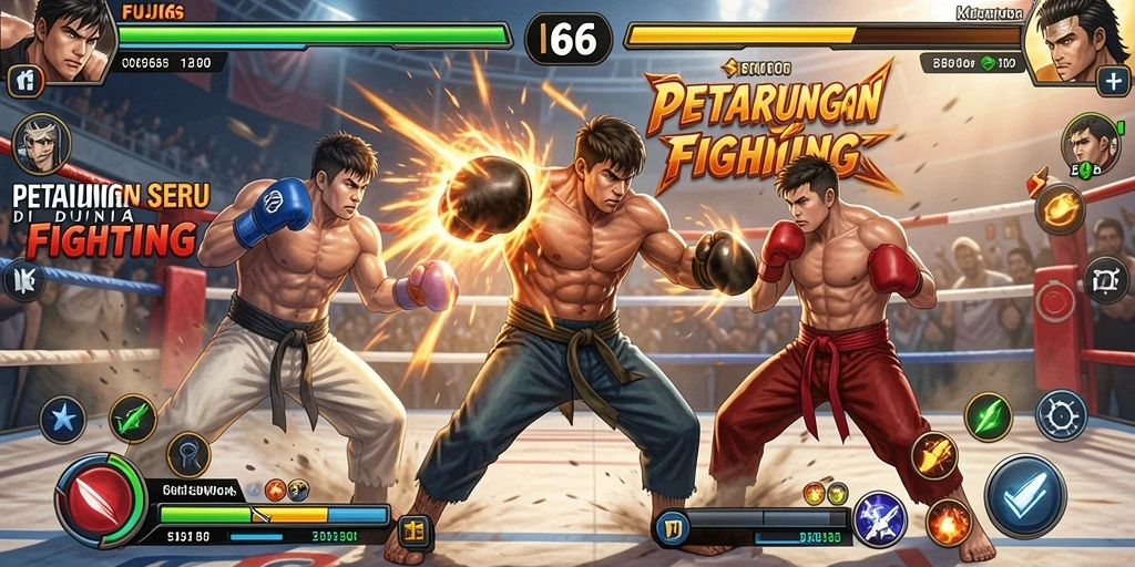 Screenshot gameplay FUJI66 menunjukkan aksi pertarungan yang mendebarkan.