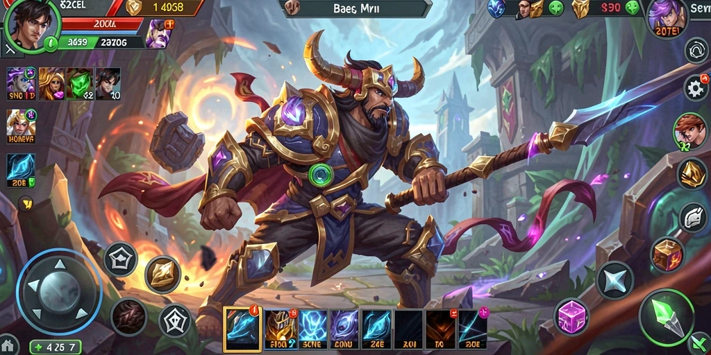 Screenshot gameplay GOLTOGEL menampilkan pertempuran intens di arena MOBA.