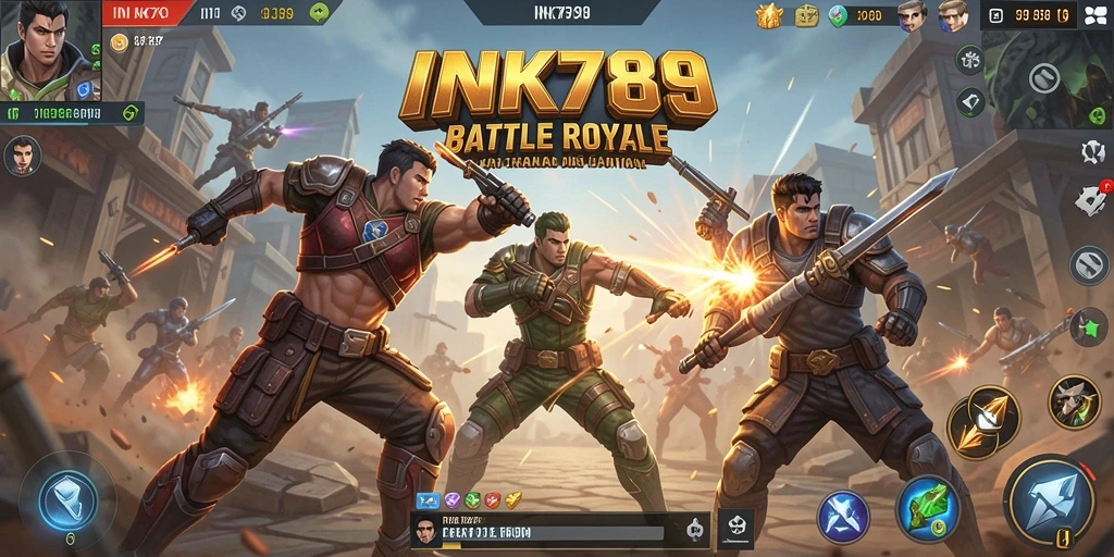Tampilan aksi mendebarkan dari gameplay INK789 di Battle Royale.