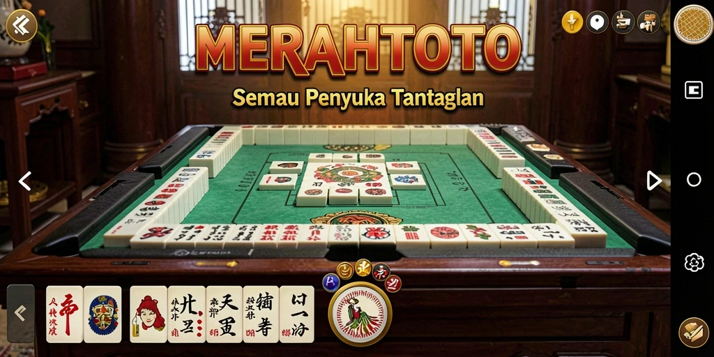 Tampilan gameplay Mahjong yang menarik dari aplikasi MERAHTOTO.