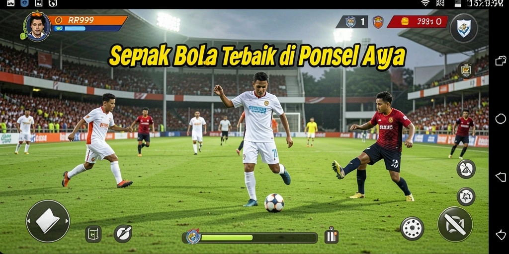 Tampilan grafis RR999 yang realistis dalam pertandingan sepak bola.