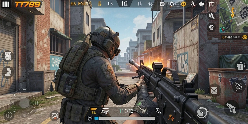 Tangkapan layar gameplay <strong>TT789</strong> menampilkan aksi pertempuran yang mendebarkan.