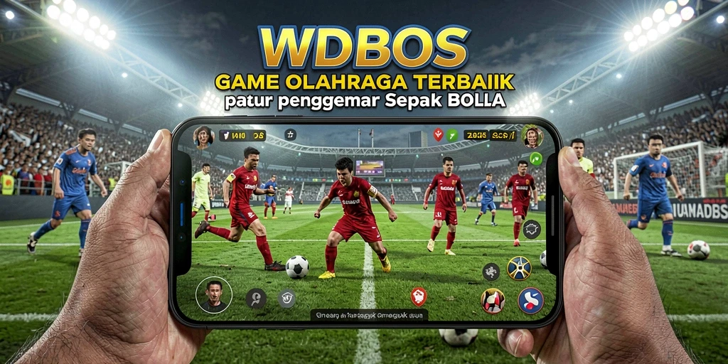 Screenshot utama WDBOS menampilkan aksi seru pertandingan sepak bola.